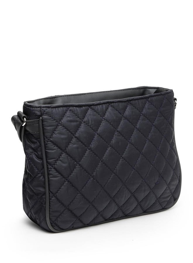 Anekaant Uno Black Geometric Quilted Polyester Sling Bag - Image 5